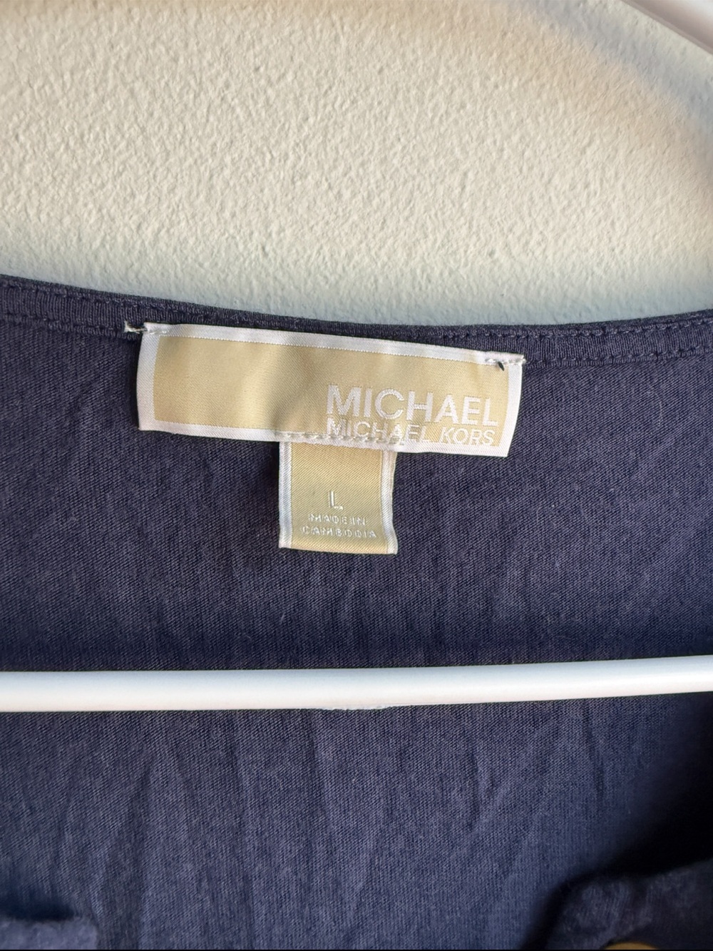 Michael Michael Kors Navy Lace-Up Grommet Short Sleeve Top Size Large - Picture 2 of 6